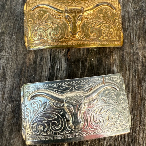 7 WESTERN COWBOY COWGIRL GOLD SILVER LONGHORN BULL CONCHOS NAVAJO 4 SKINNY BELT - Picture 2 of 6